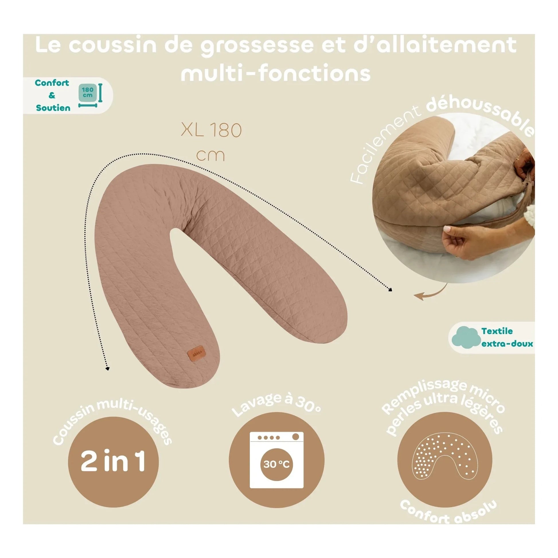 Béaba - Big Flopsy nursing cushion | Frosted brown