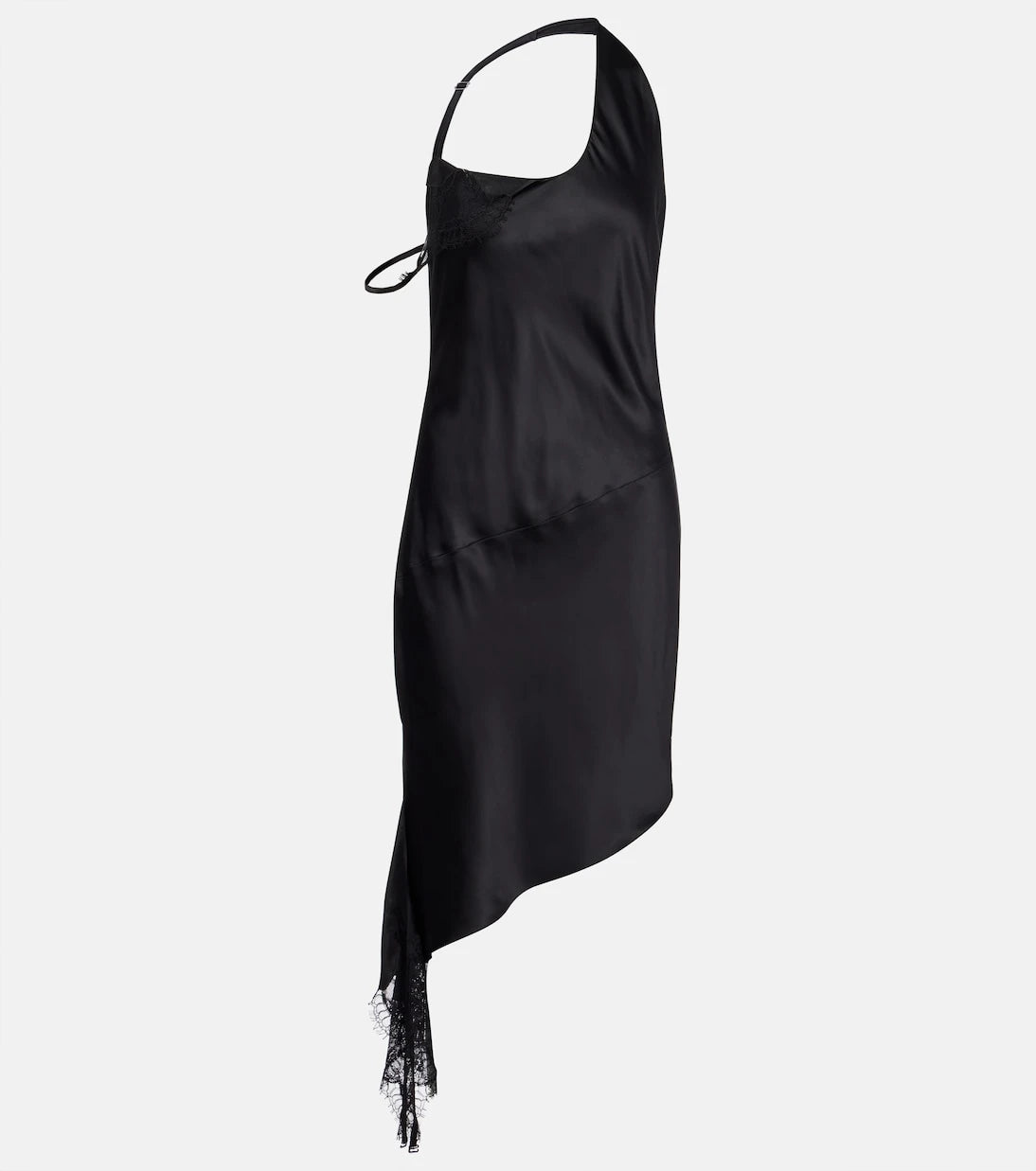 Courrèges - Undressed lace-trimmed satin minidress