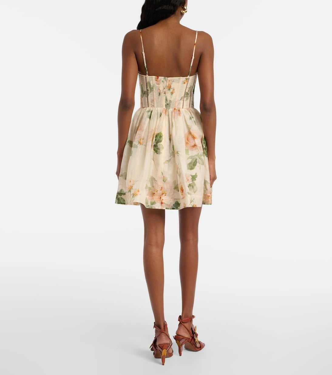 Zimmermann - Carousel floral silk and linen bustier dress