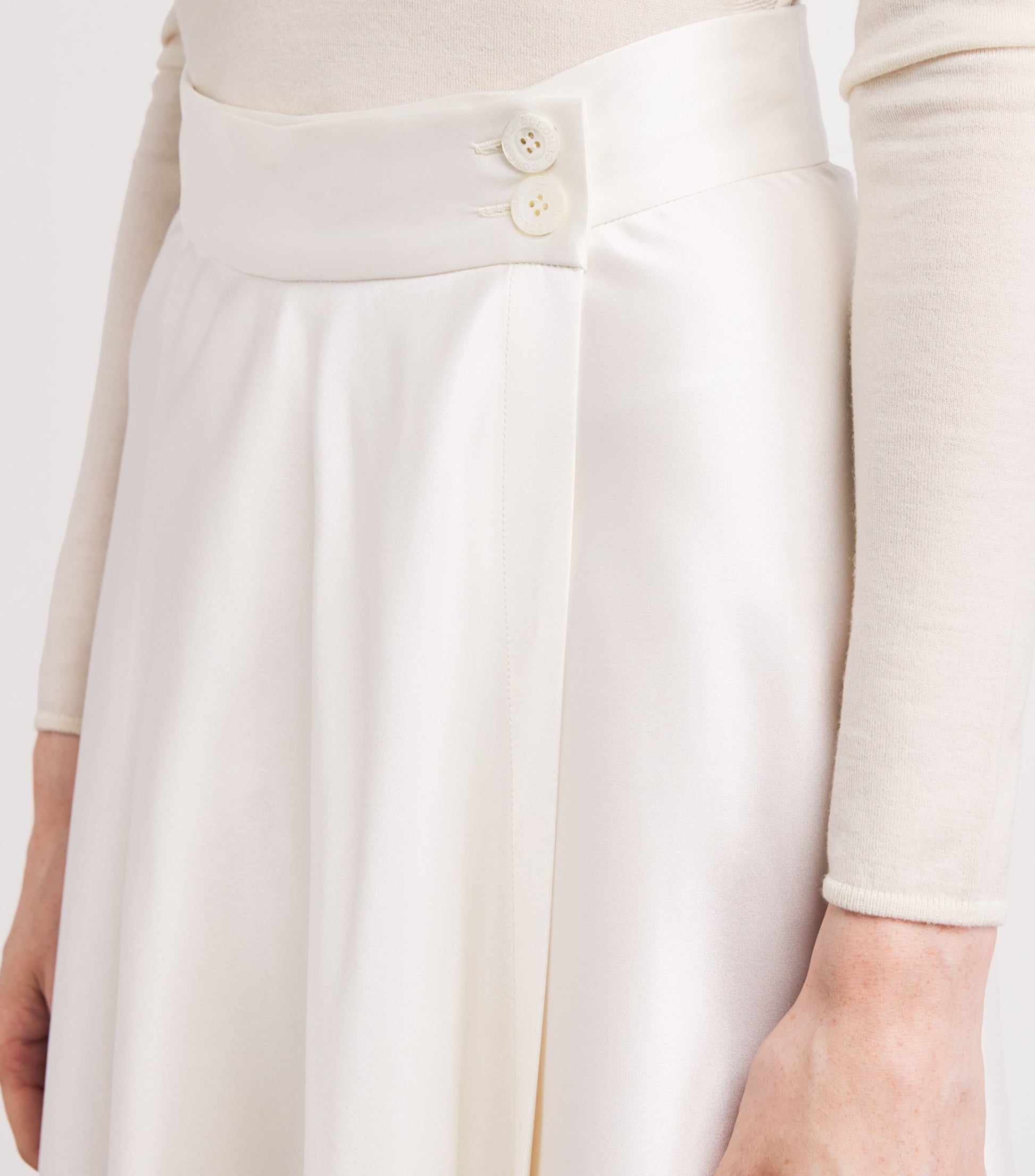 Colombo White Silk Wrap Maxi Skirt