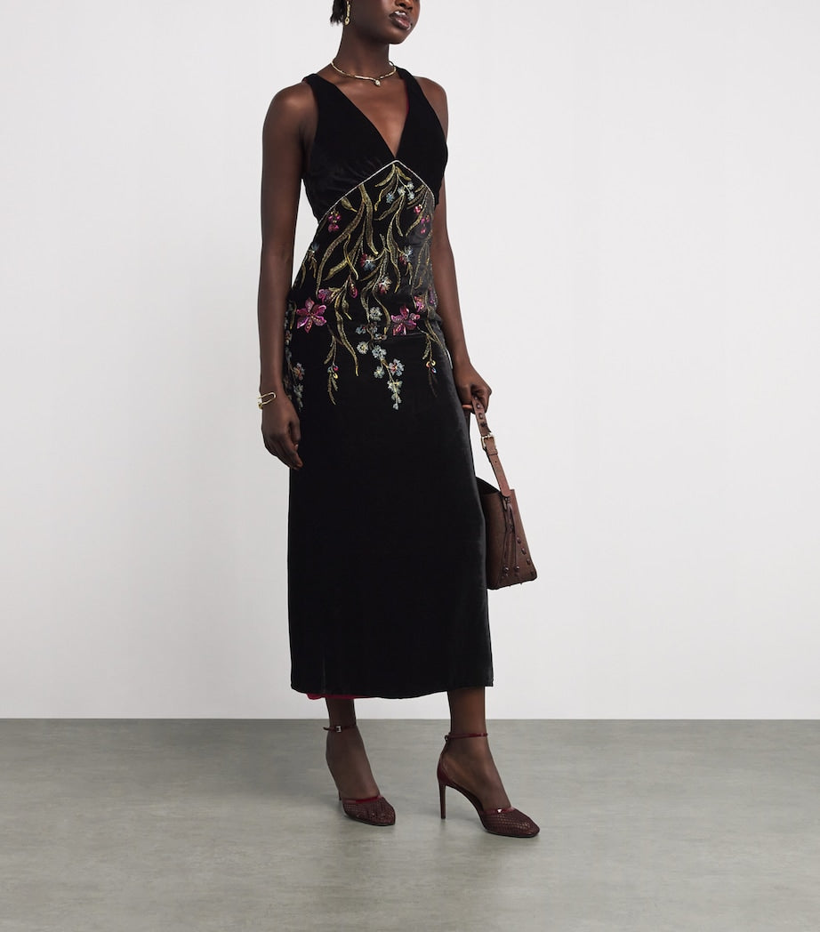 Velvet Embroidered Zaffira Maxi Dress
