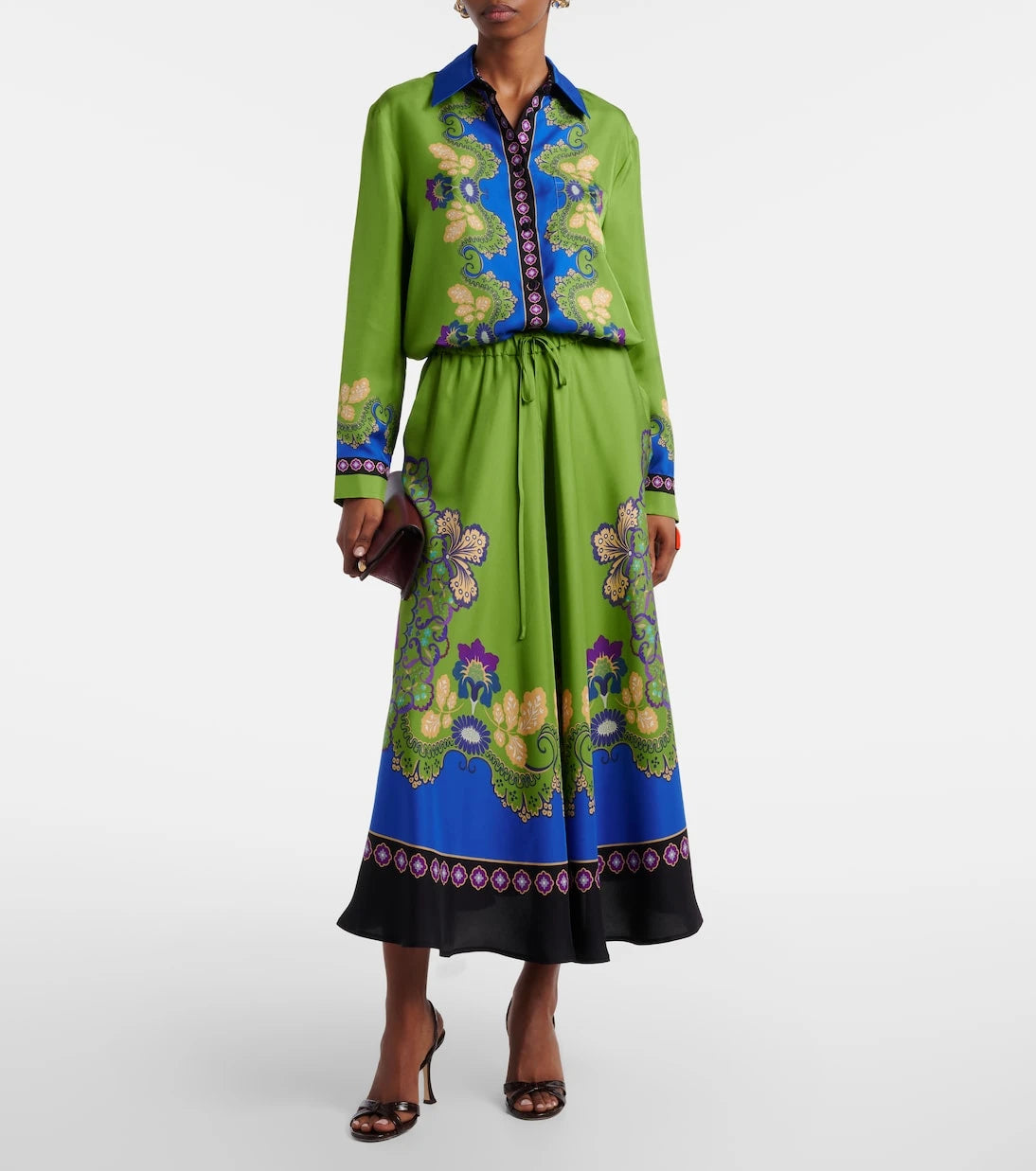 La DoubleJ - Printed silk midi skirt