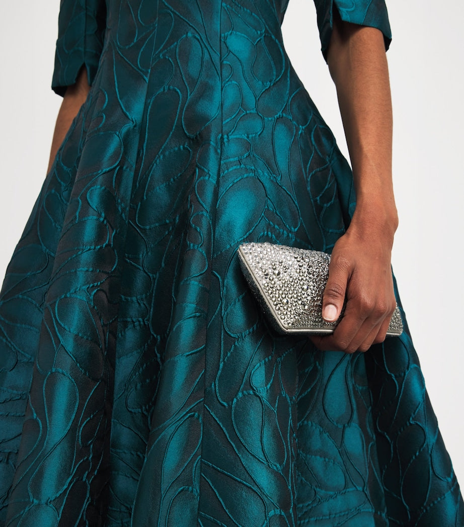 Blue Honeydrop Jacquard Midi Dress