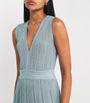VALENTI Blue Knitted V-Neck Maxi Dress