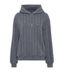 Grey Cotton Sequin-Stripe Hoodie
