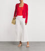 Tory Burch Red Monogram Pointelle Cardigan