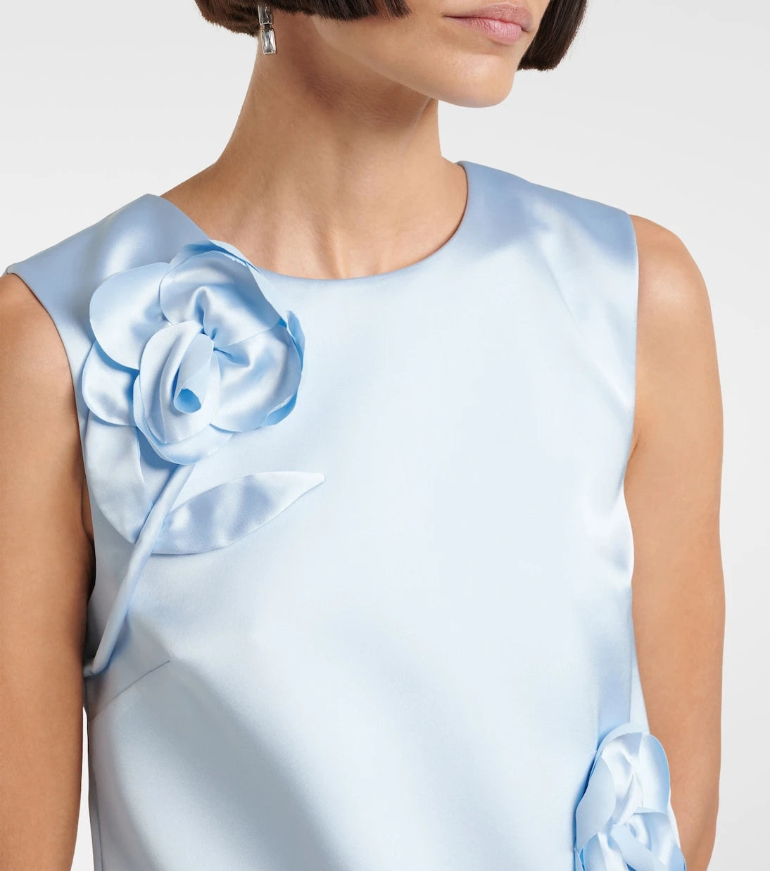 Self-Portrait - Floral-appliqué satin minidress