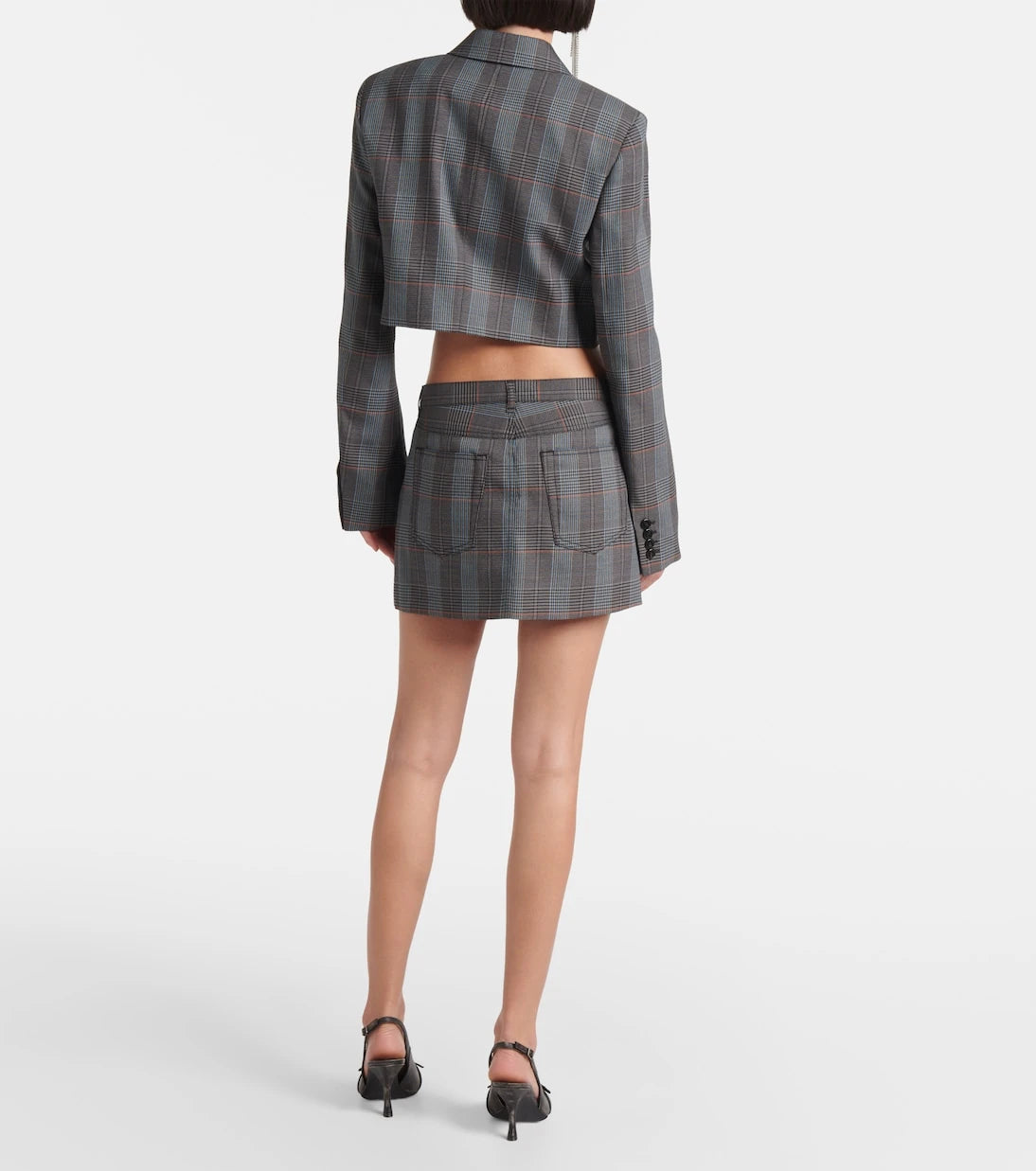 Acne Studios - Irinna yünlü karışım ekose anvelop etek