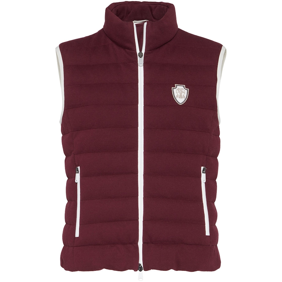 Brunello Cucinelli Red Techno Cotton Piqué Padded Gilet