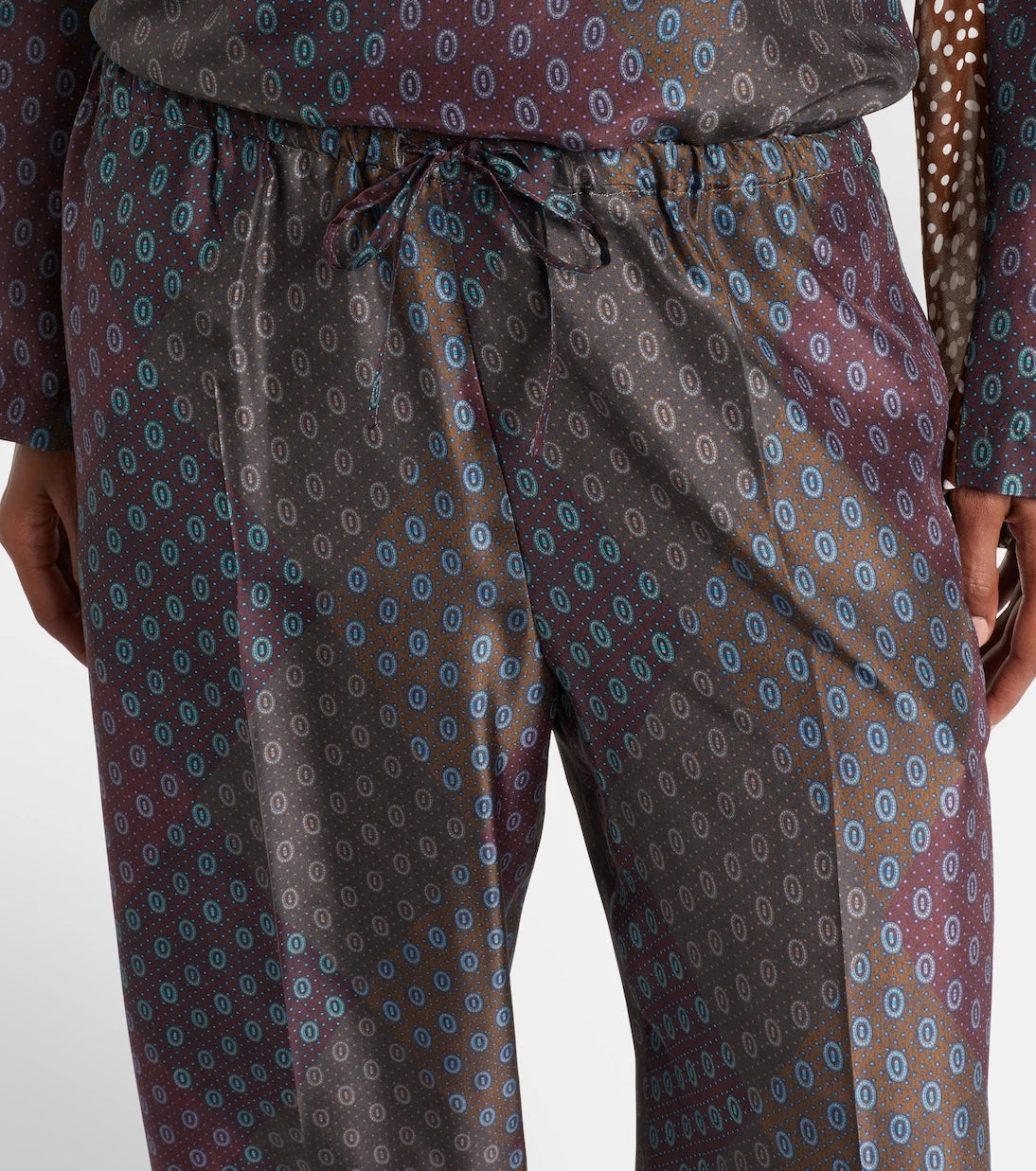 Dries Van Noten - Printed silk satin straight pants