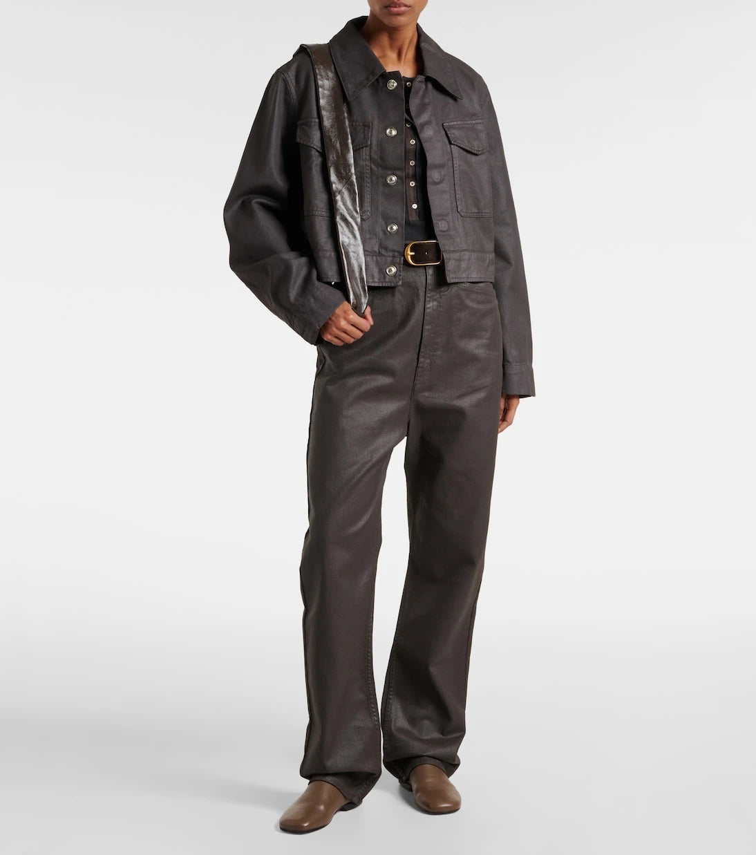 Lemaire - High-rise cotton wide-leg pants