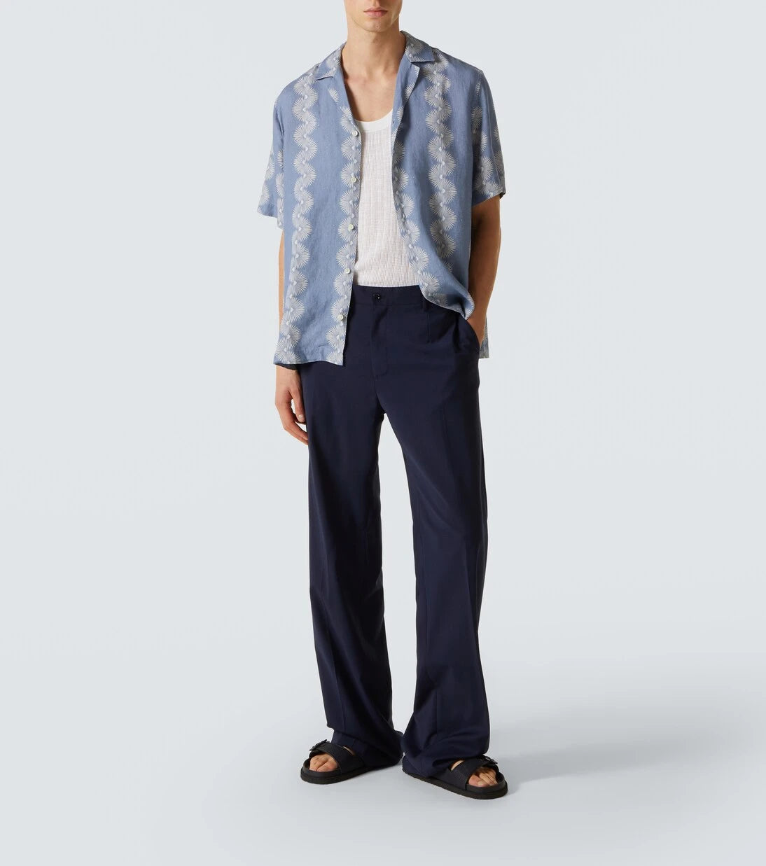 Frescobol Carioca - Roberto printed linen bowling shirt