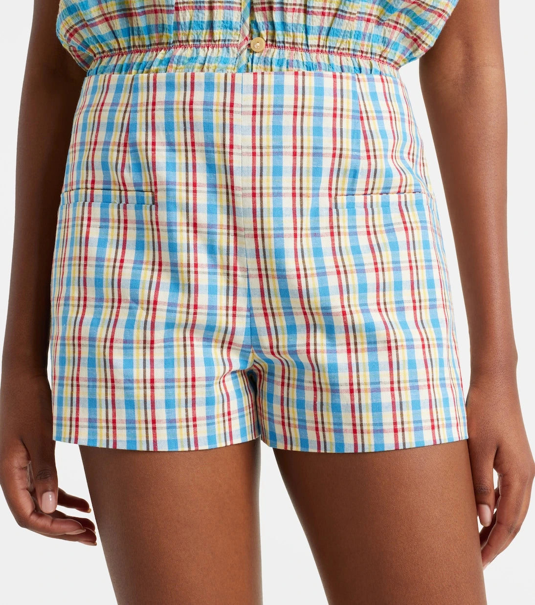 Faithfull - Aurora checked cotton and linen shorts