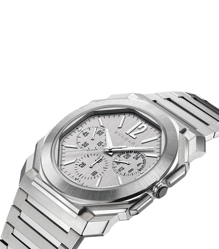 Bvlgari Stainless Steel Octo Finissimo Chronograph GMT Watch 43mm