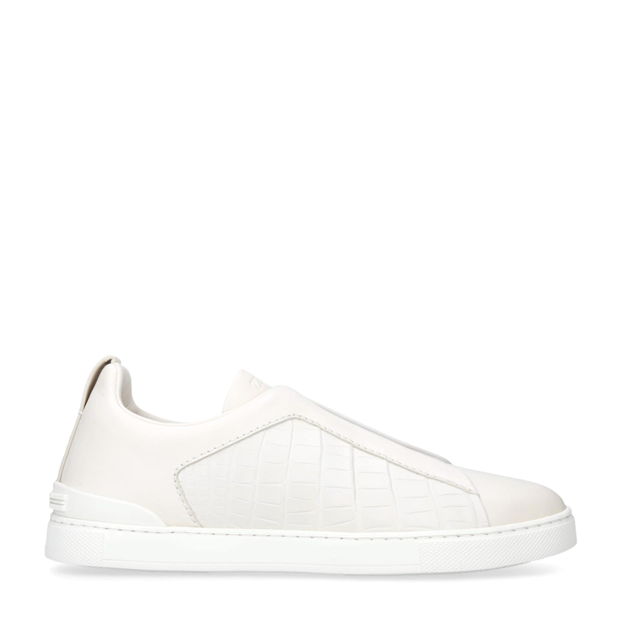 Zegna Crocodile Leather Triple Stitch Sneakers