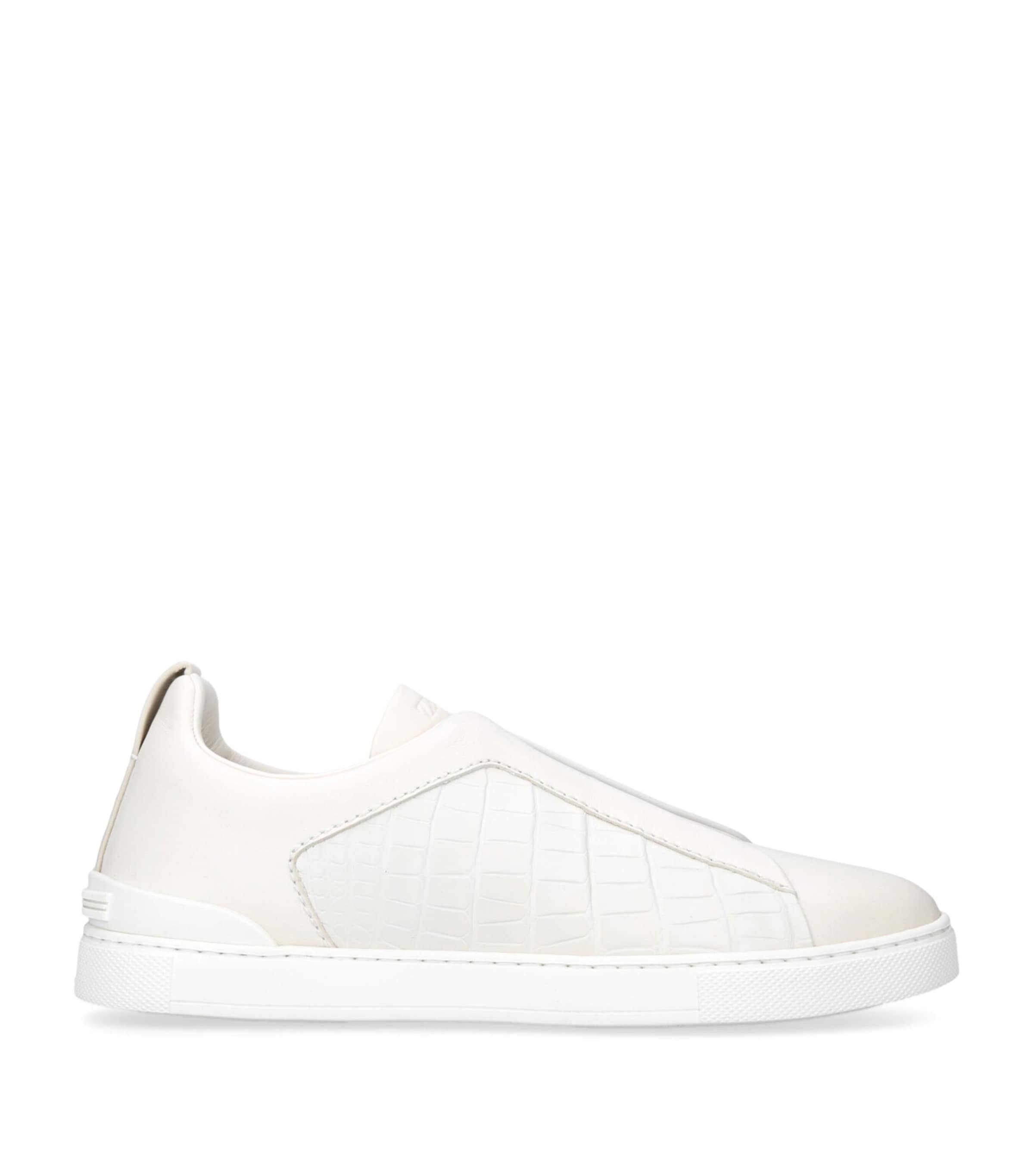 Zegna Crocodile Leather Triple Stitch Sneakers