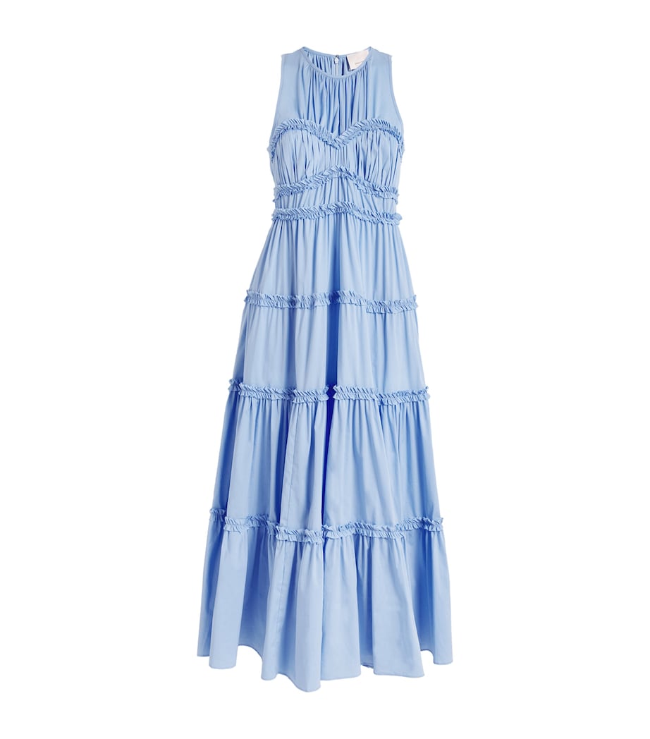 Cinq A Sept Blue Tiered Sirinna Midi Dress