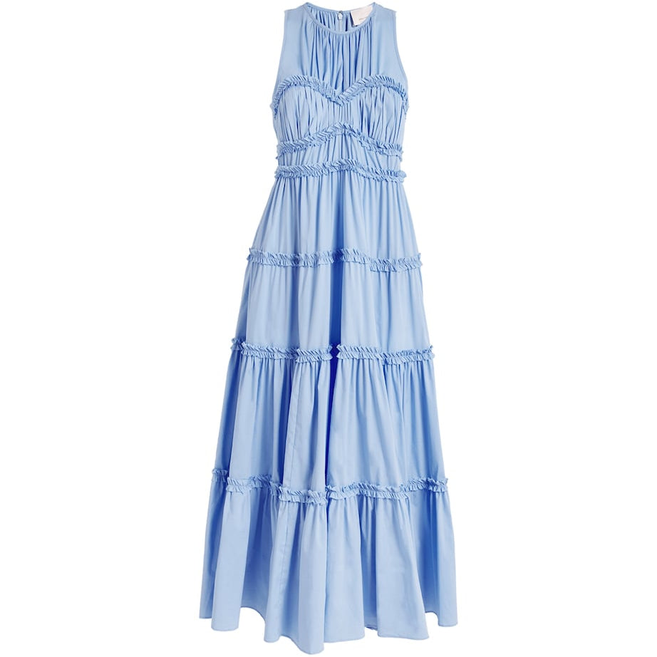 Cinq A Sept Blue Tiered Sirinna Midi Dress