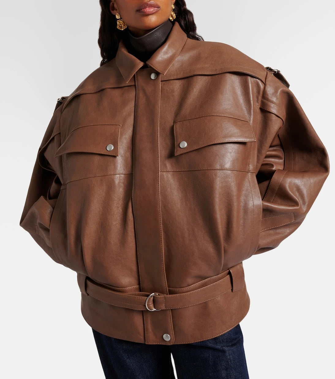 Magda Butrym - Belted oversized leather jacket