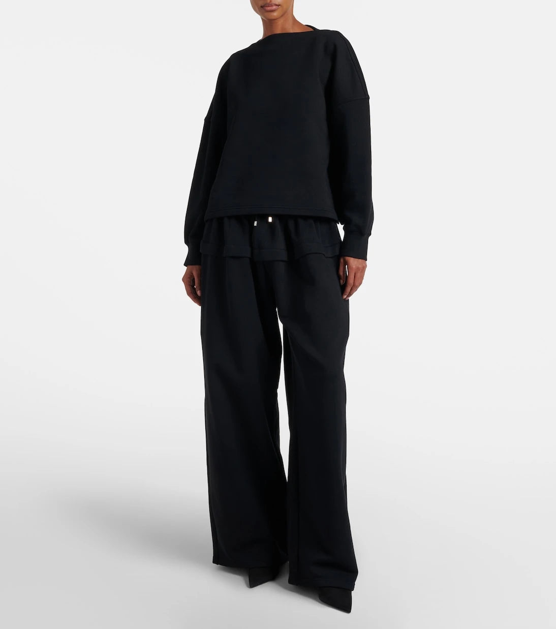 Alaïa - بنطال رياضي قطني واسع الساقين