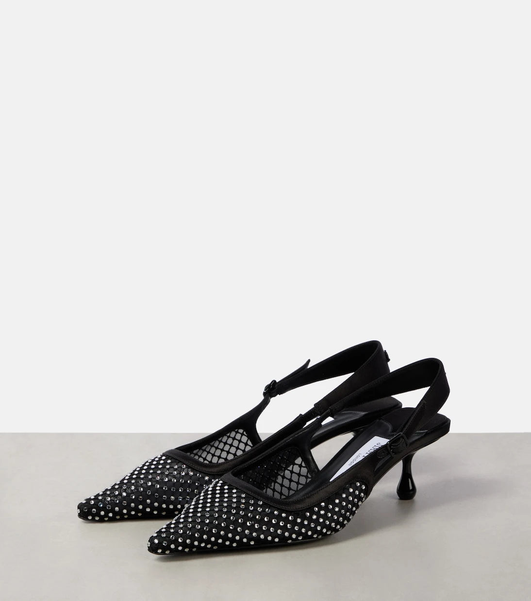 Jimmy Choo - Amel 50 embellished mesh and satin pumps