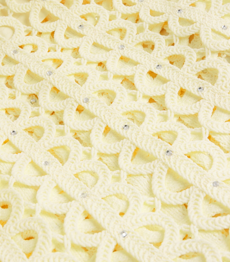 Yellow Crocheted Embellished Midi Dress