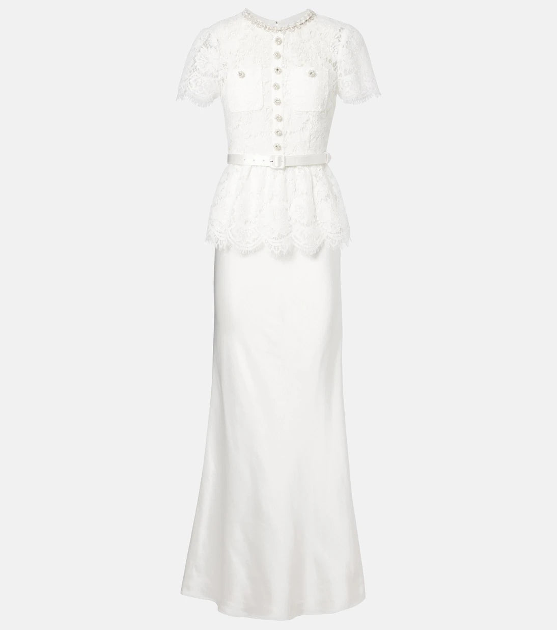 Self-Portrait - Bridal embellished lace satin gown