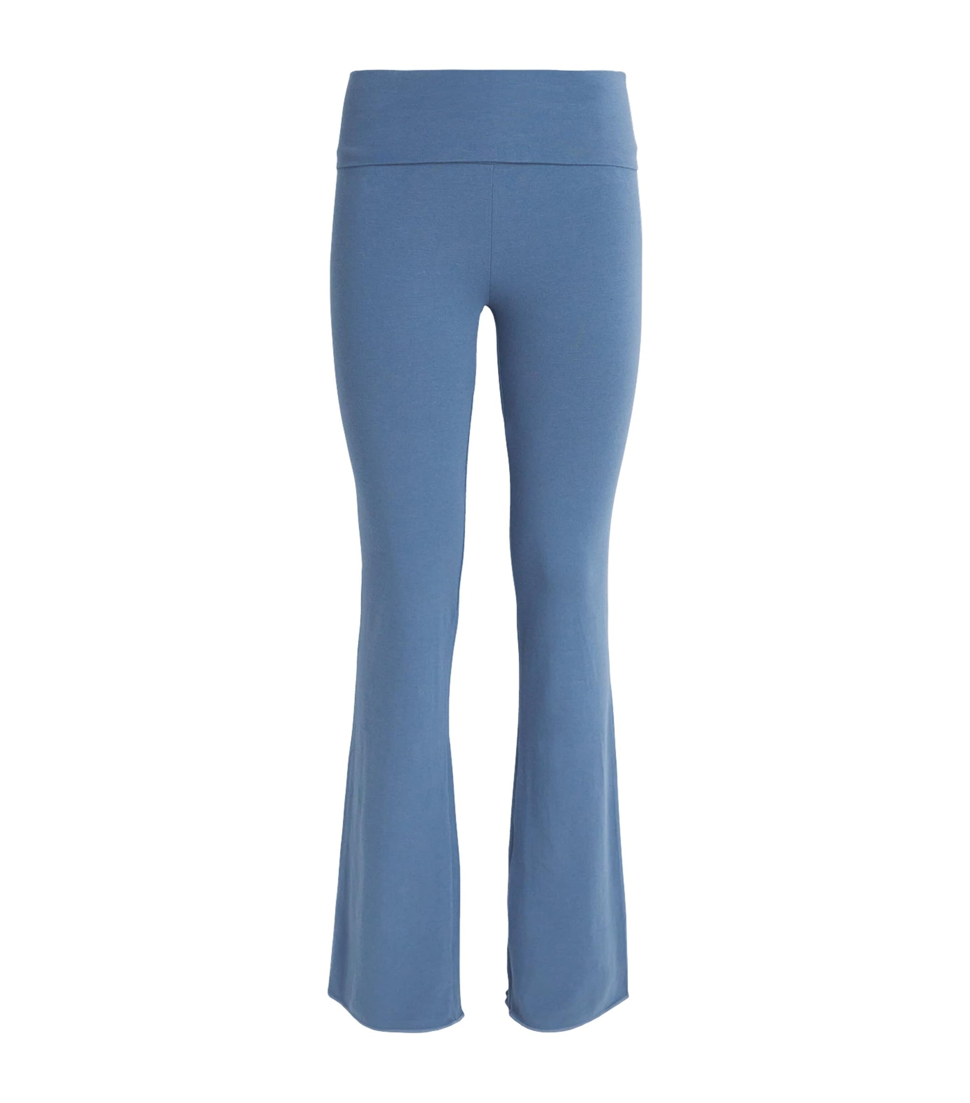 Skims Blue Cotton-Blend Jersey Foldover Trousers