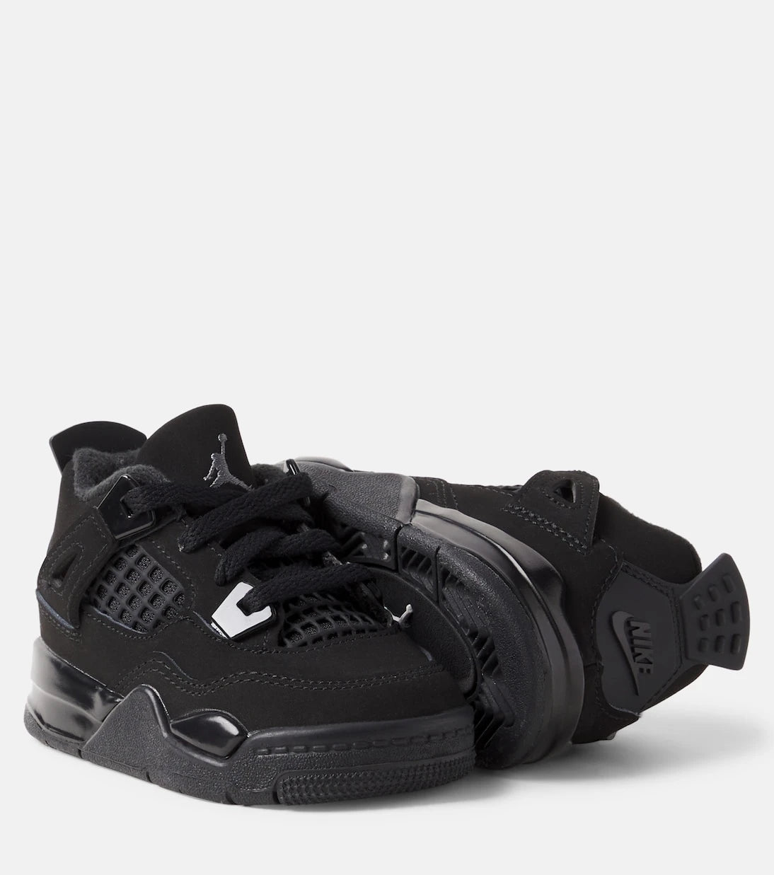Nike Kids - حذاء سنيكرز Air Jordan 4 Retro الجلدي للأطفال الرضع
