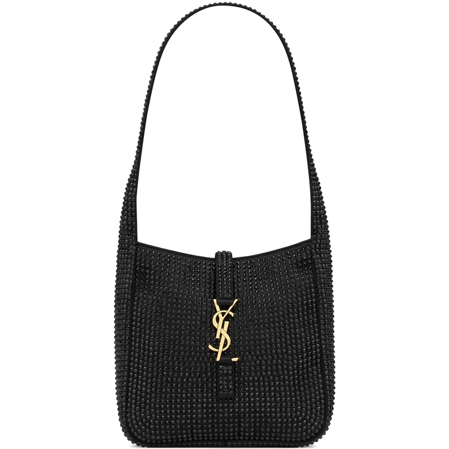 Saint Laurent Black Baby Rhinestone-Embellished Le 5 à 7 Shoulder Bag