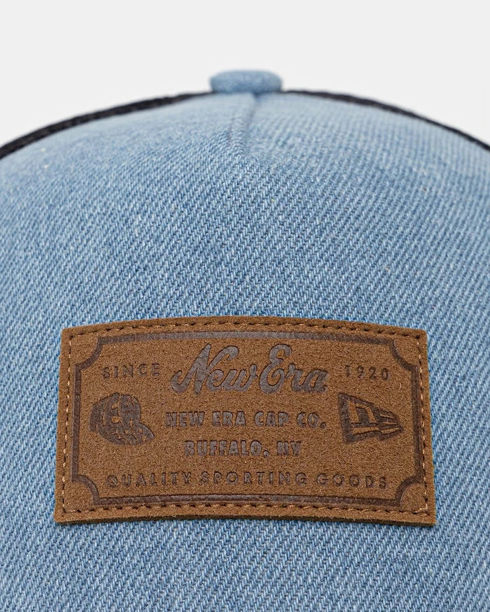 New Era trucker şapka DENIM LEATHER PATCH TRUCKER