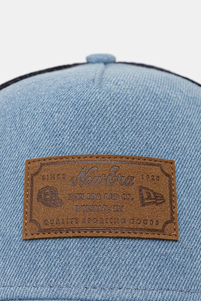 New Era trucker şapka DENIM LEATHER PATCH TRUCKER