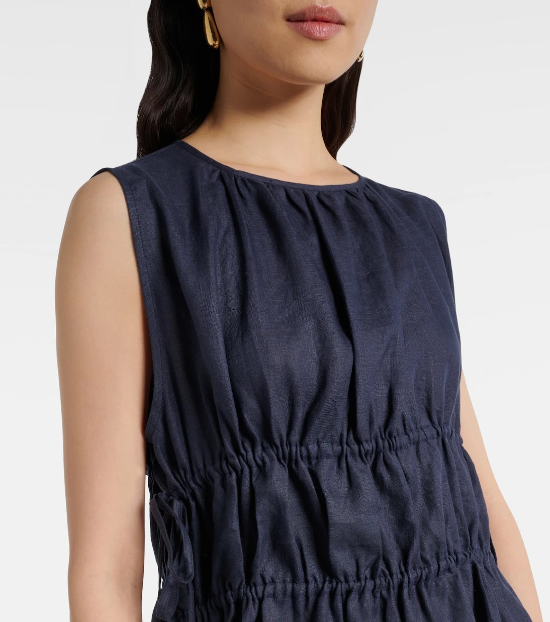 Asceno - Como gathered linen minidress