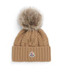 Moncler Beige Virgin Wool-Cashmere Pom-Pom Beanie