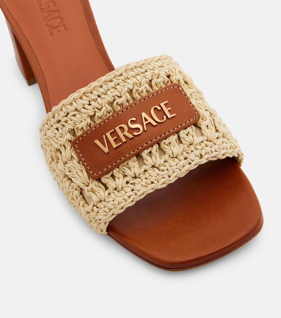 Versace - Logo raffia and leather mules