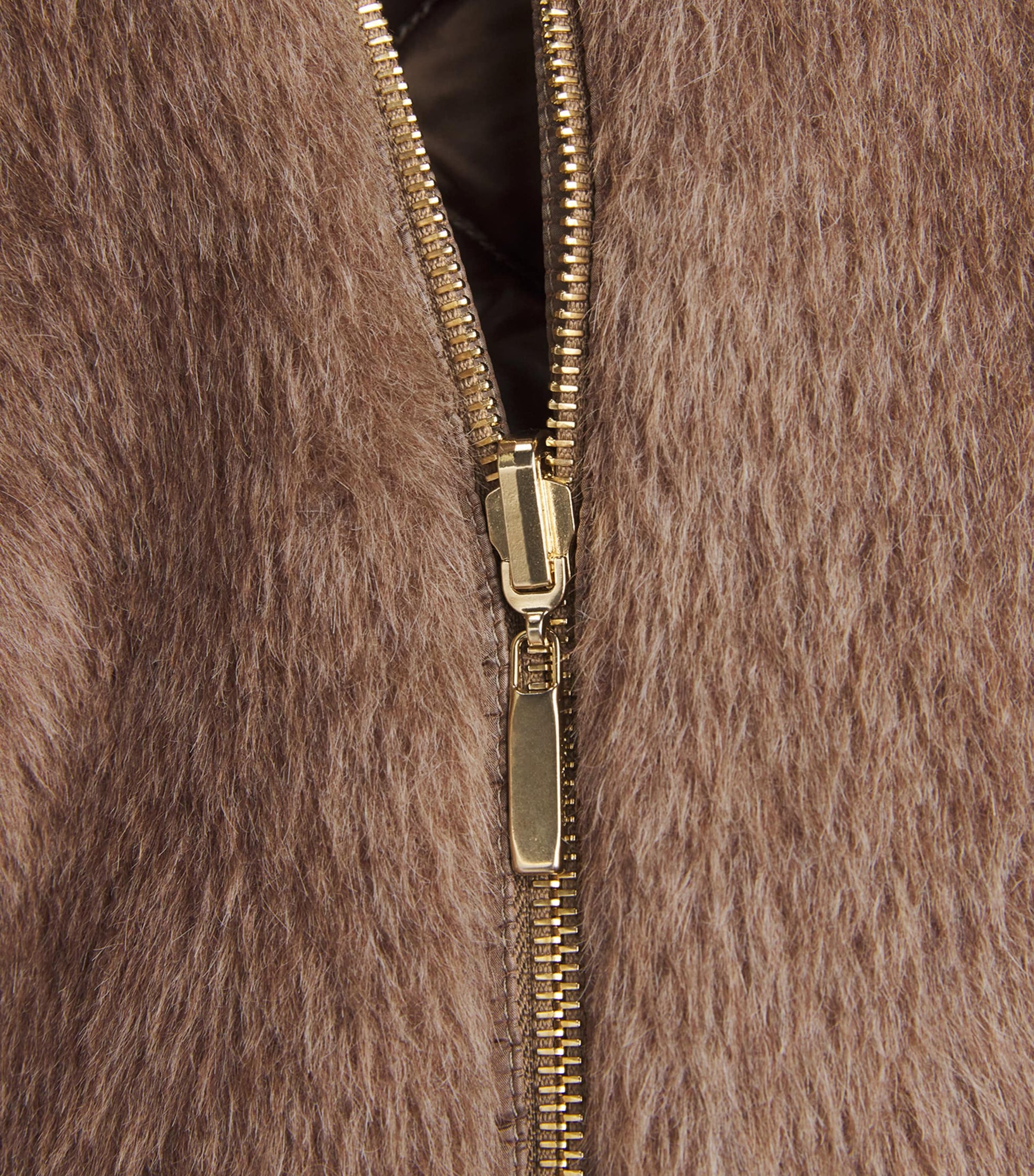 Max Mara Brown Down, Faux Fur and Water-Repellent Reversible Jacket