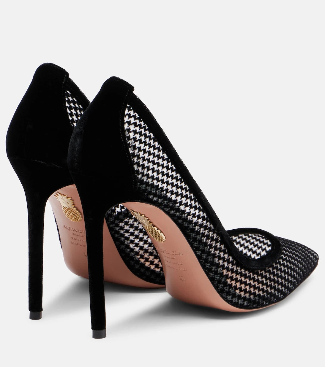 Aquazzura - Nude 105 houndstooth velvet pumps