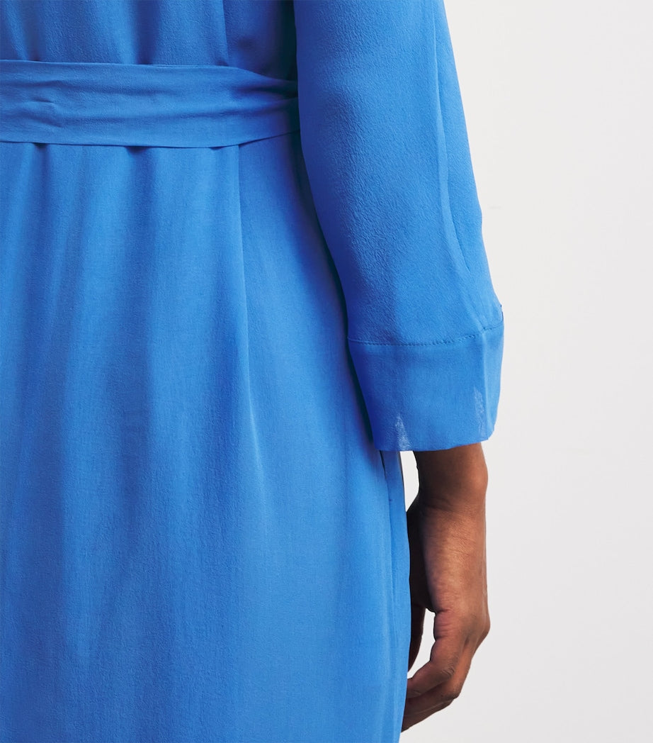 Loretta Caponi Blue Silk Georgette Cassandra Robe