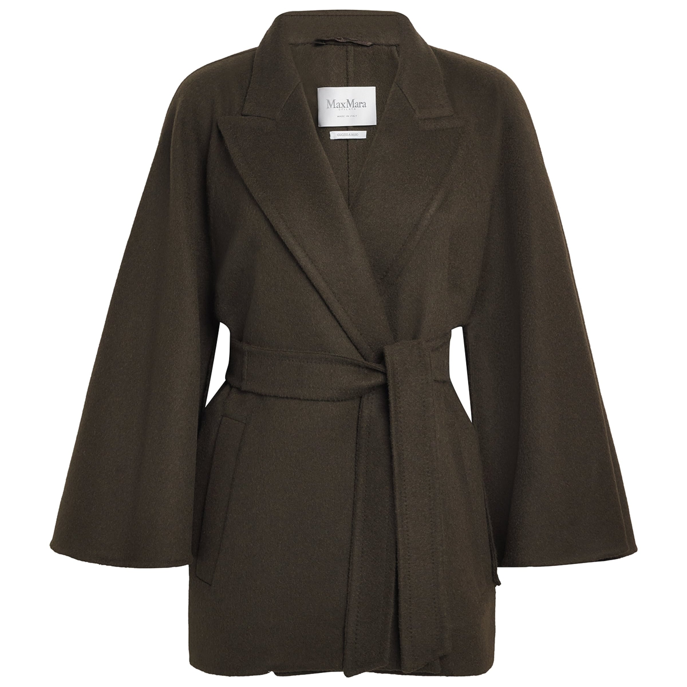 Green Camel-Wool Belted Coat