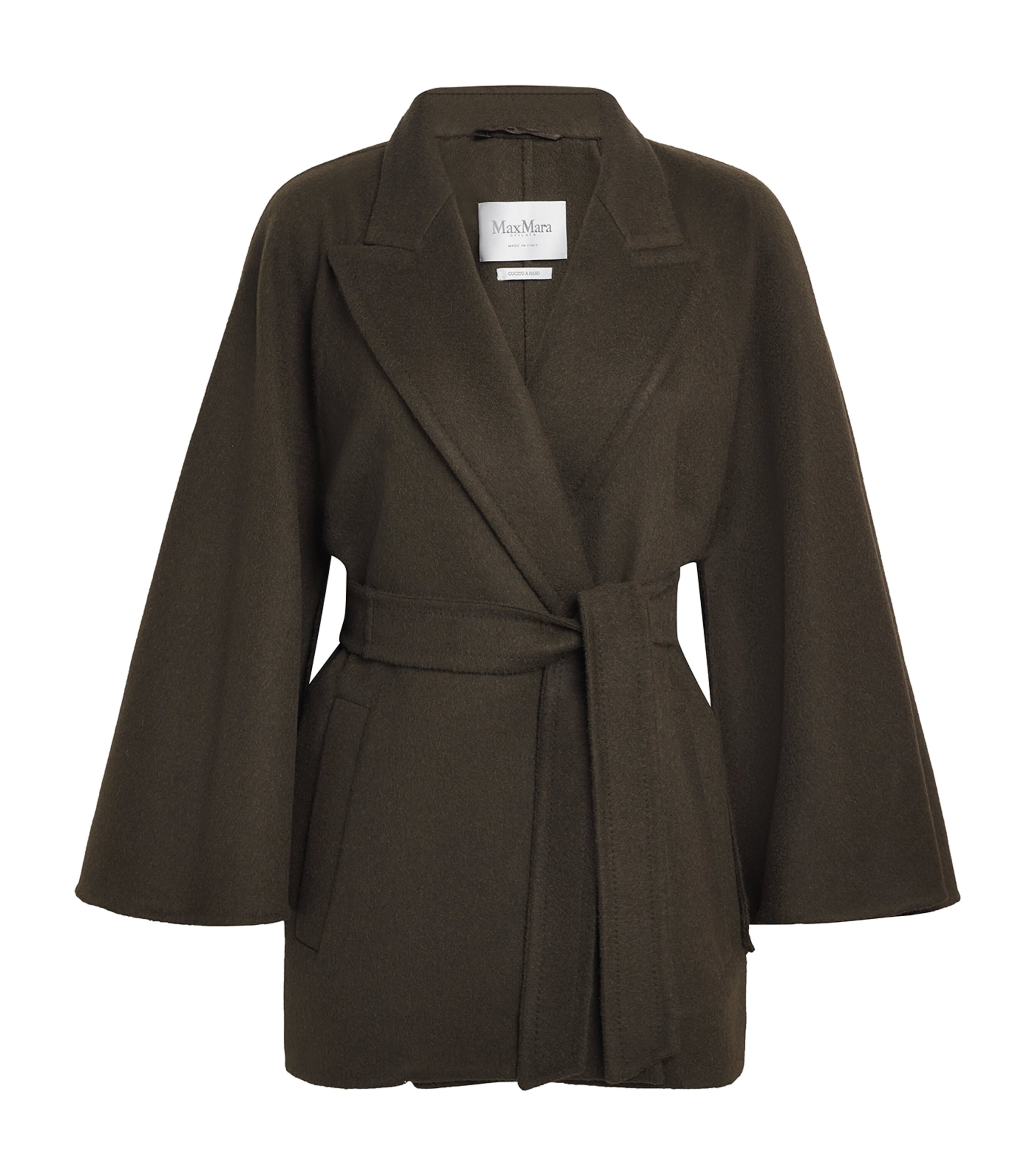 Green Camel-Wool Belted Coat
