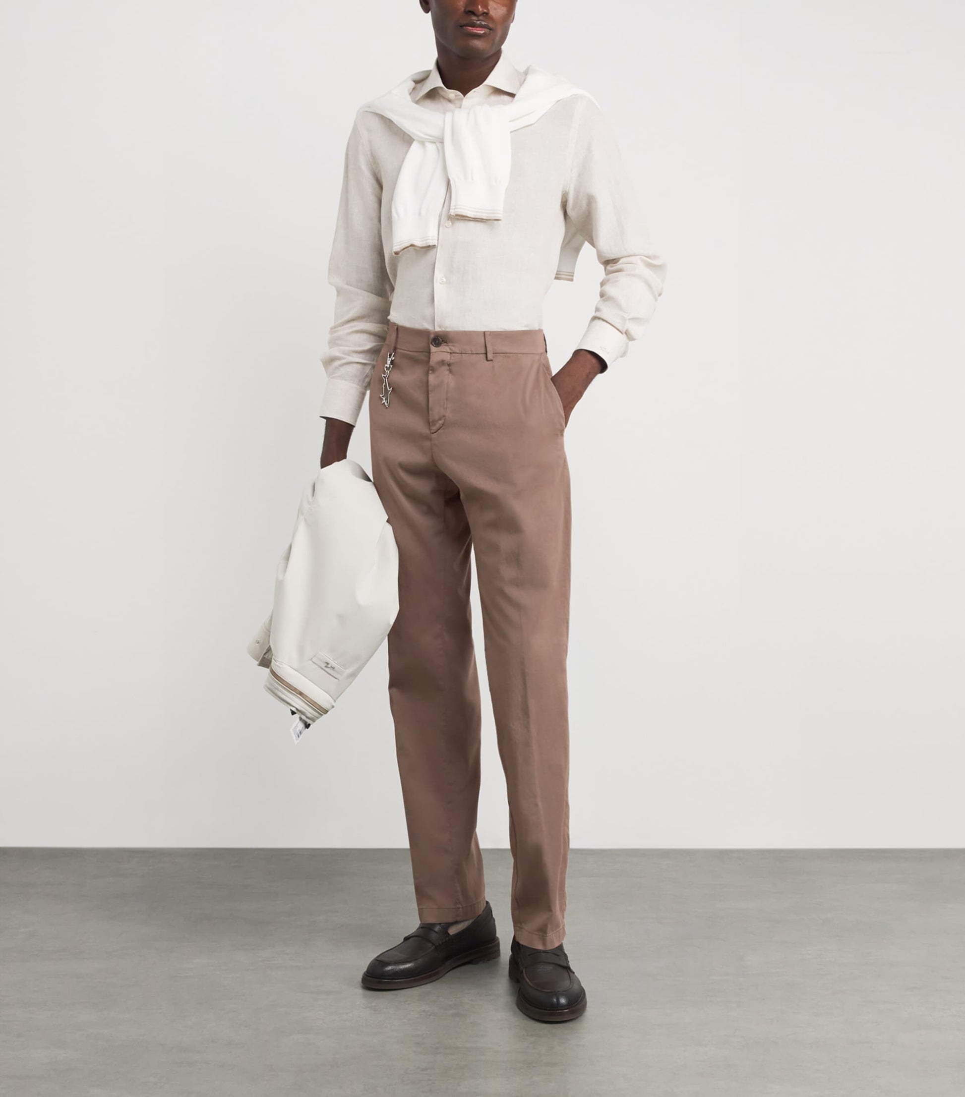 Cotton-Silk-Blend Straight Chinos
