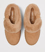 Beige Diamond Maxi Suede-Shearling Mules