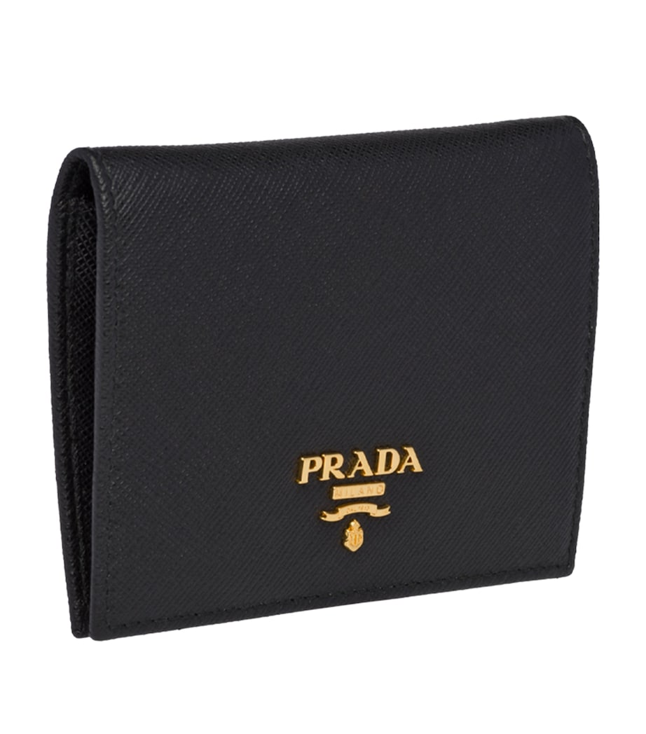 Prada Black Small Saffiano Leather Bifold Wallet