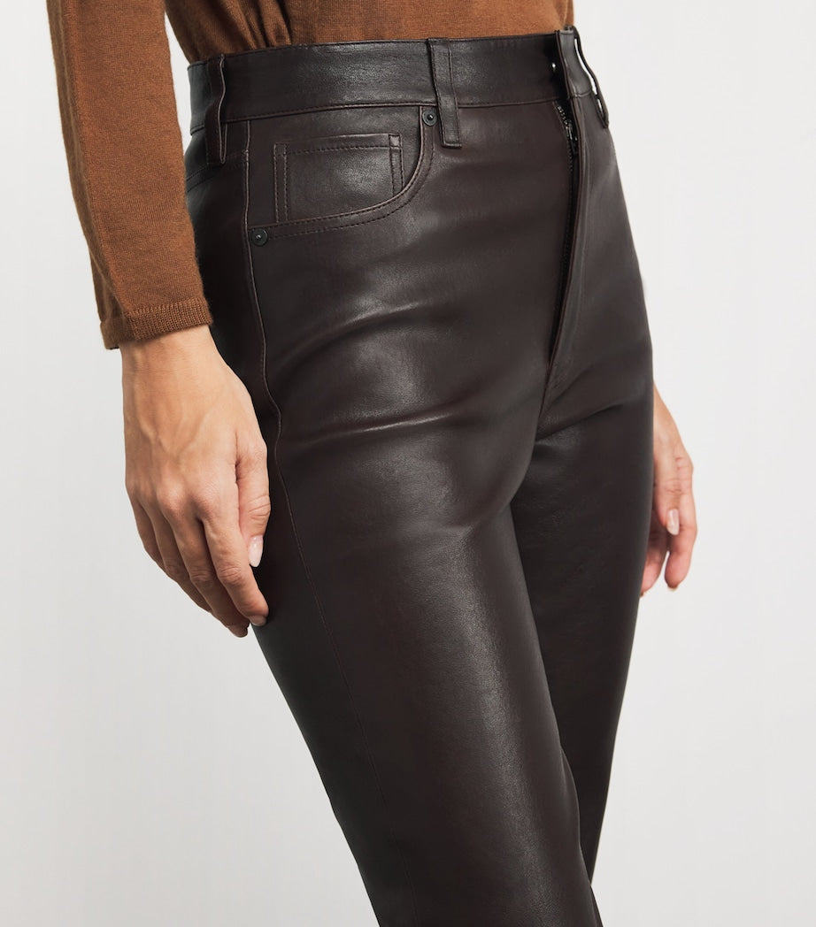 FRAME Black The Leather Reboot Crop Trousers