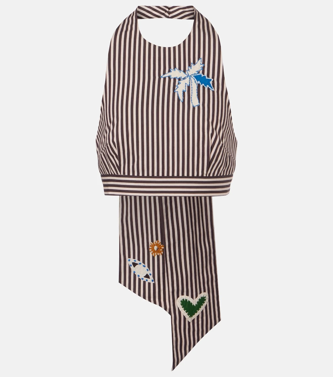 Alémais - Sirocco embroidered striped cotton crop top