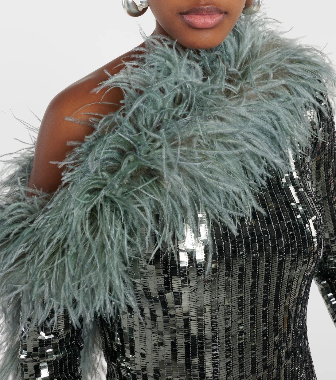 Taller Marmo - Garbo Disco feather-trimmed sequined gown