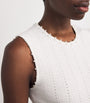 Maje White Pointelle Beaded Midi Dress