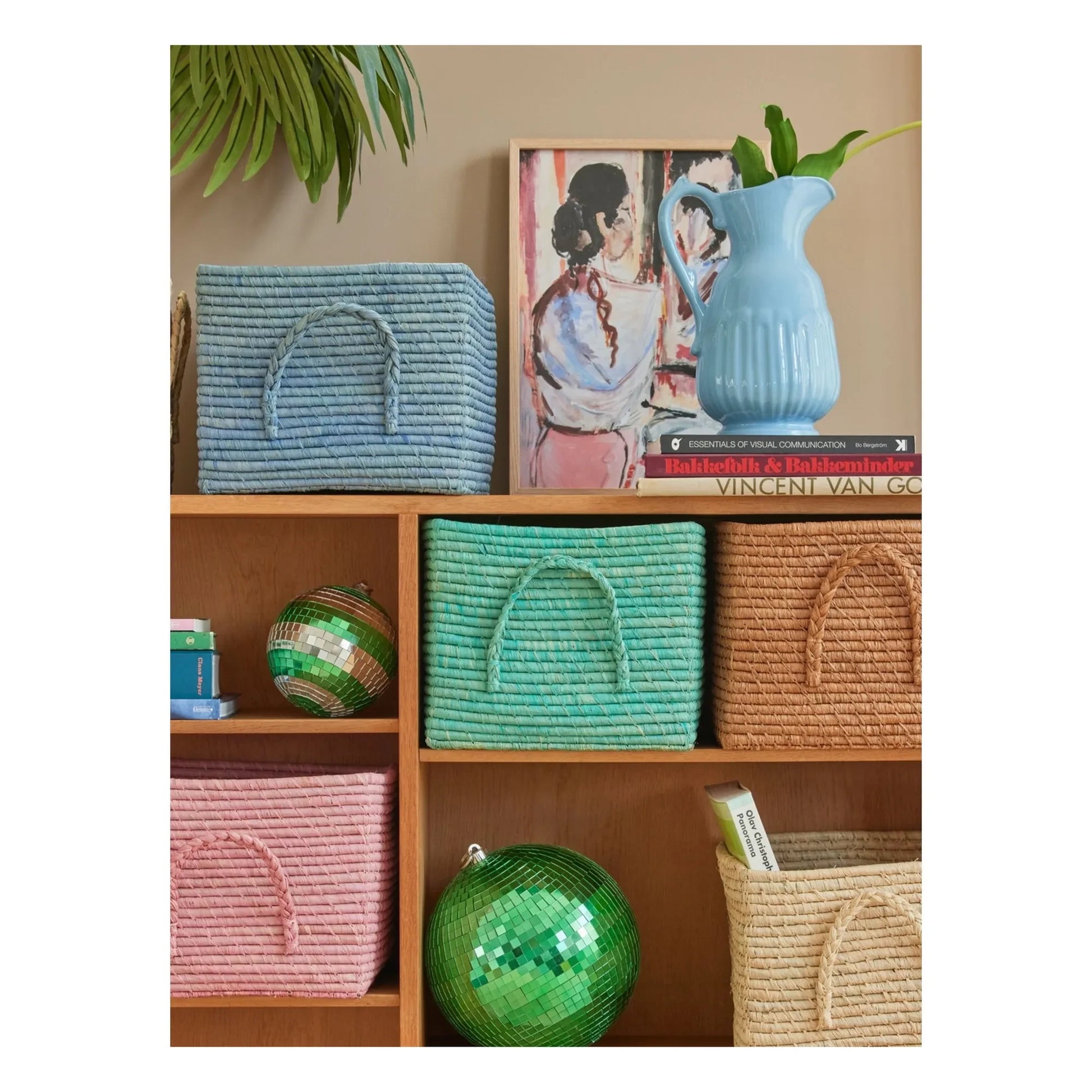 Rice - Raffia storage basket | Blue
