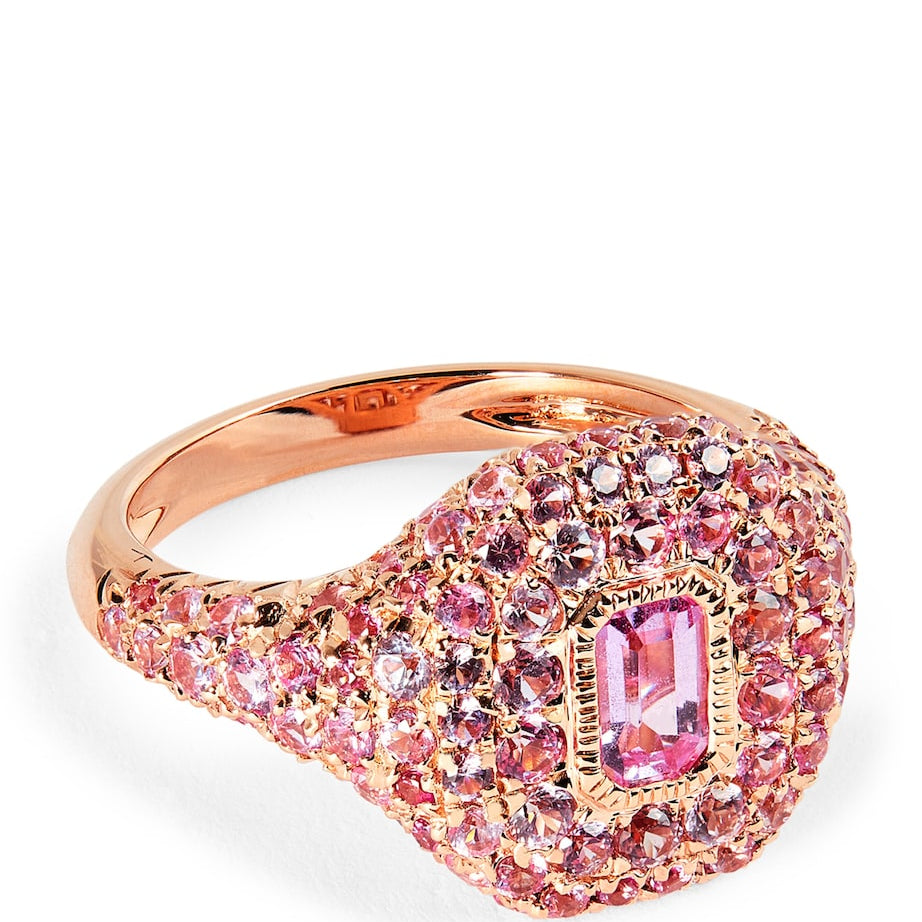 Rose Gold and Pink Sapphire New Modern Pinky Ring