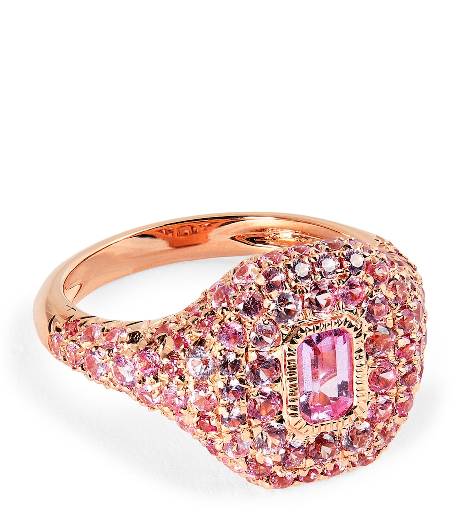 Rose Gold and Pink Sapphire New Modern Pinky Ring